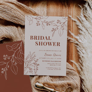 Boho Floral Beige Bridal Dusche Einladung