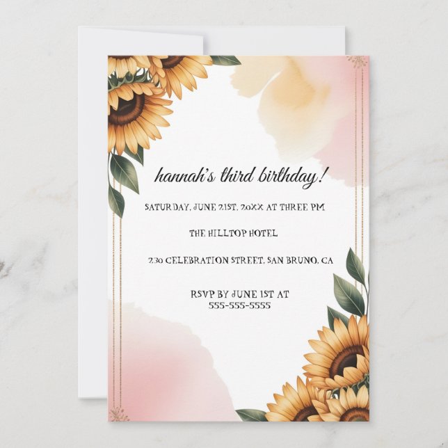 Boho Floral Birthday Party Invitation | Custom Sun Einladung (Vorderseite)