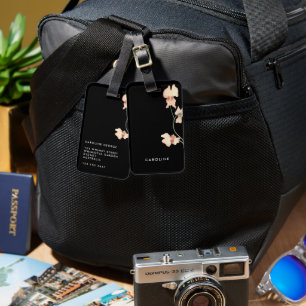 Boho Floral Black Trendy Chic Stylish Girly Gepäckanhänger