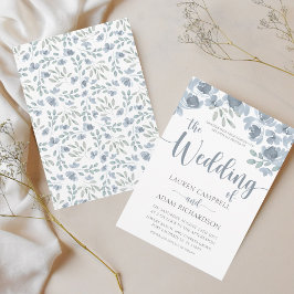 Boho Floral Blue Eucalyptus Wedding Einladung