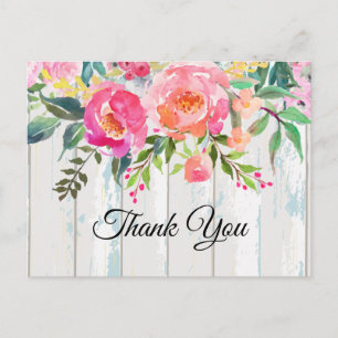 Boho floral, Blume Geburtstag Postcard Vielen Dank Einladungspostkarte