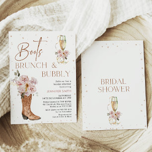Boho Floral Boot Brunch Bubble Brautparty Einladung