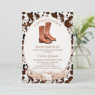 Boho Floral Boots Cowboy Cowhide Babydusche Einladung