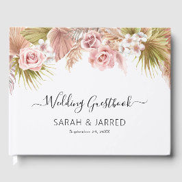Boho Floral Border Wedding Gästebuch