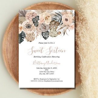 Boho Floral Botanical 16 . Geburtstag 16 Geburtsta Einladung