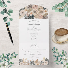 Boho Floral BotanicalWedding All in one Einladung