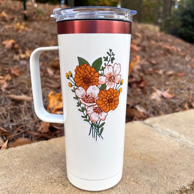 Boho Floral Bouquet Custom-Cut Vinyl Sticker (Von Creator hochgeladen)