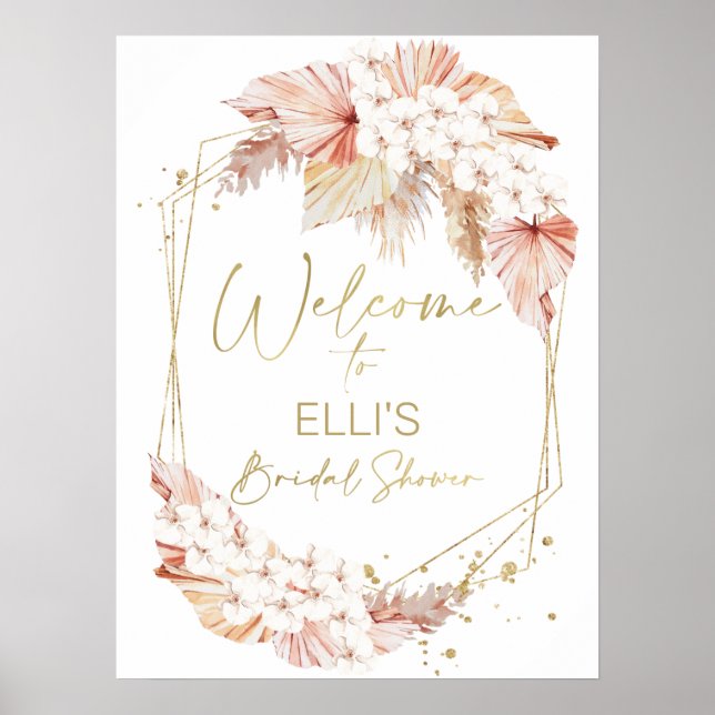 Boho Floral Brautparty Begrüßungszeichen Poster (Vorne)