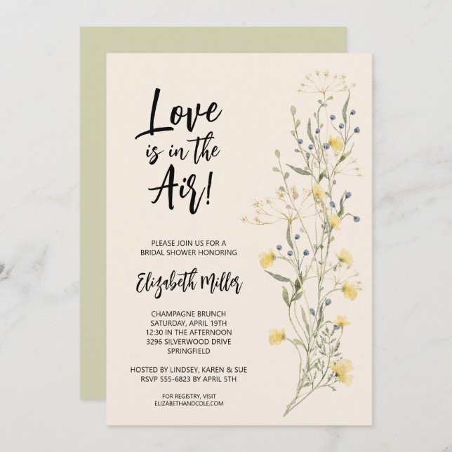 Boho Floral Brautparty Einladung (Vorne/Hinten)