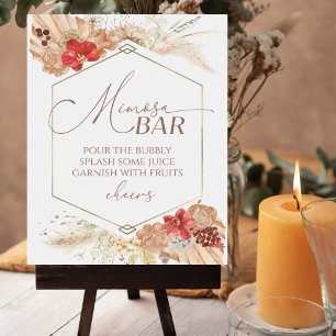 Boho Floral Brautparty Mimosa Bar Sign Poster