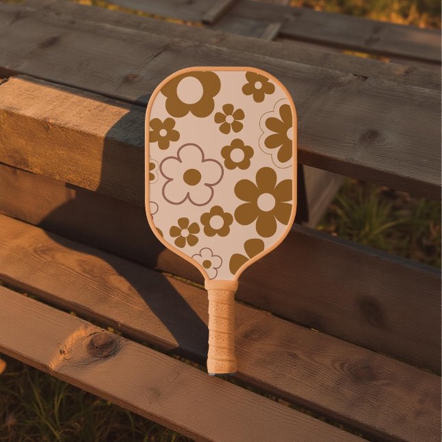 Boho Floral Brown & Beige Botanischer Frühling Som Pickleball Schläger (Von Creator hochgeladen)
