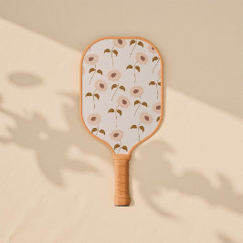Boho Floral Brown & Beige Botanischer Frühling Som Pickleball Schläger