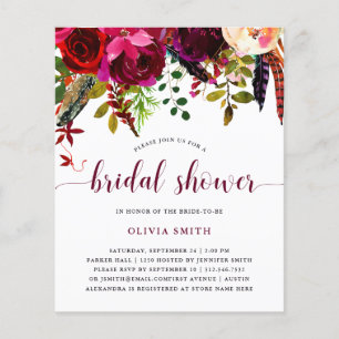 Boho Floral   BUDGET Bridal Dusche Einladung