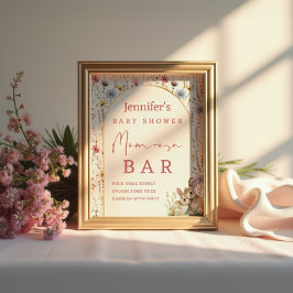 Boho Floral Bunny Beige Mama-osa Bar Sign Poster