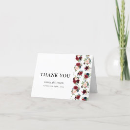 Boho Floral Burgundy Blush Wedding Dankeschön Kart Dankeskarte