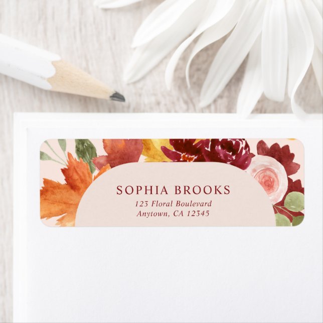 Boho Floral Burgundy Hochzeit im Herbst Rücksendea (Insitu)