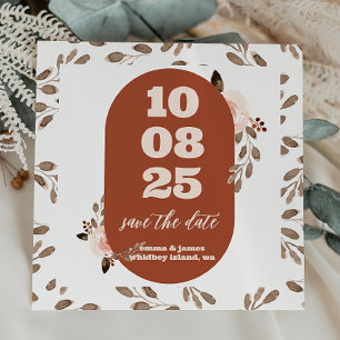 Boho Floral Burnt Orange Save the Date Card Einladung