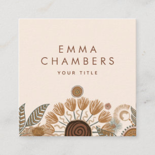 Boho Floral Business Card Quadratische Visitenkarte