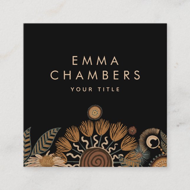 Boho Floral Business Card Quadratische Visitenkarte (Vorderseite)
