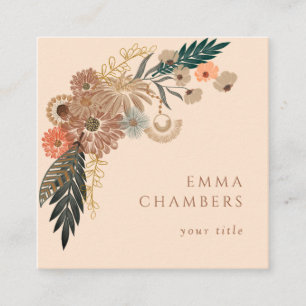 Boho Floral Business Card Quadratische Visitenkarte