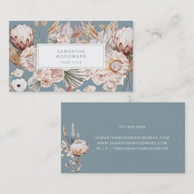 Boho Floral Business Card Visitenkarte (Vorne/Hinten)
