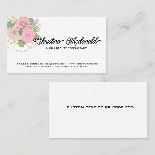 Boho Floral Business Cards - Design Ihre Online! Visitenkarte (Vorne/Hinten)