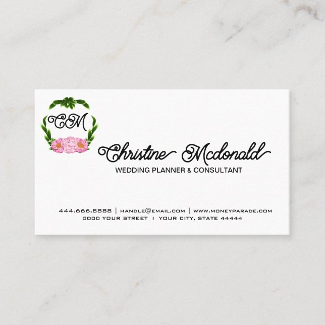 Boho Floral Business Cards - Minimalistisch & einz Visitenkarte (Vorderseite)