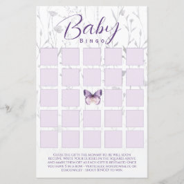 Boho Floral Butterfly Babydusche Bingo Game Card