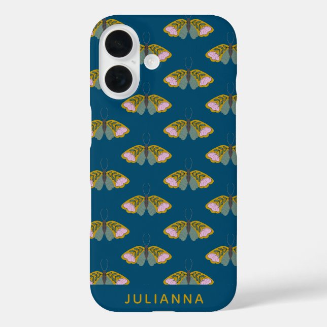 Boho Floral Butterfly Illustration Personalisiert Case-Mate iPhone Hülle (Rückseite)