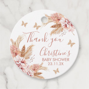 Boho Floral Butterfly Kisses Baby Favor Tags Geschenkanhänger