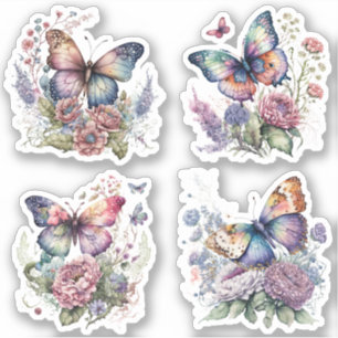 Boho floral Butterfly Sticker Bohemian Ästhetik