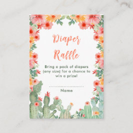 Boho Floral Cactus Baby Duwer Diaper Raffle Begleitkarte
