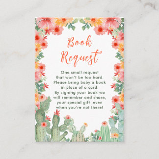 Boho Floral Cactus Baby Shower Book Request Begleitkarte