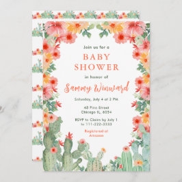 Boho Floral Cactus Baby Shower Einladung