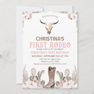 Boho Floral Cactus First Rodeo 1. Geburtstag Einladung
