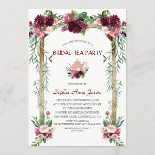 Boho Floral Canopy Fall Bridal Tee Party Einladung