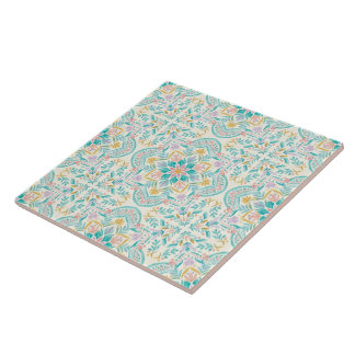 Boho Floral Ceramic Tile Fliese