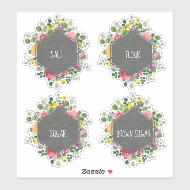 Boho Floral Chalkboard Kitchenette Label (Blatt)