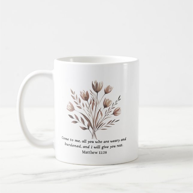 Boho Floral Christliche Keramik Tasse (Links)