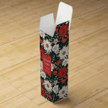 Boho Floral Christmas Personalisiert Weinbox<br><div class="desc">Illustriert durch Muse Bloom Designs</div>