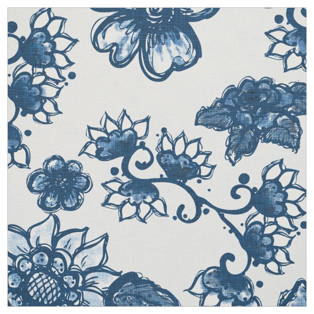 Boho Floral Classic Blue Stoff (Muster)
