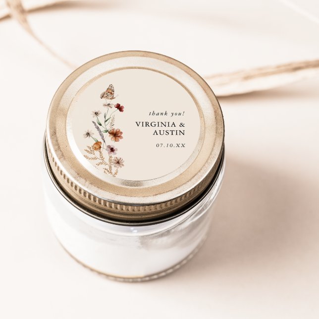 Boho Floral Classic Round Aufkleber (Boho Floral Classic Round Sticker
)