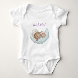 Boho floral cloud sleeping baby girl strampler