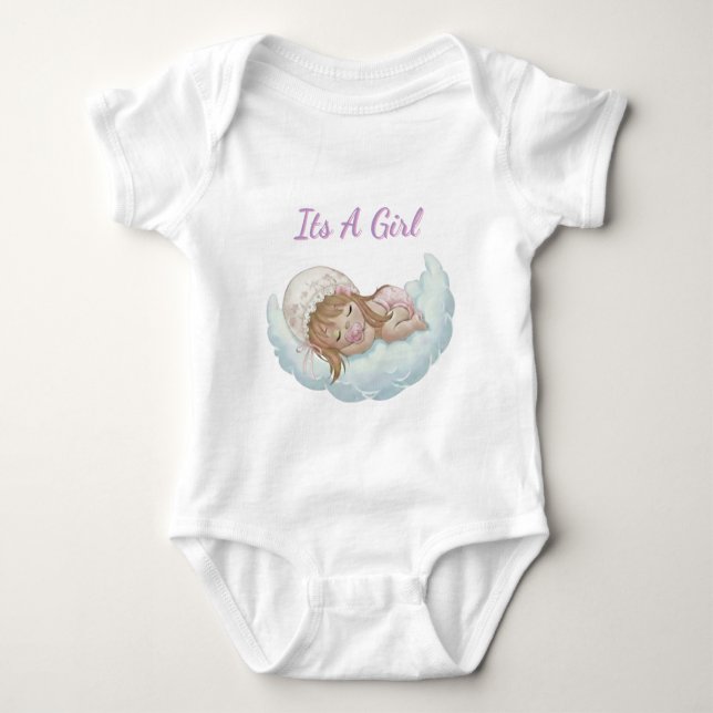 Boho floral cloud sleeping baby girl strampler (Vorderseite)