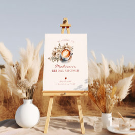 Boho Floral Coffee Brautparty Herzlich Willkommen