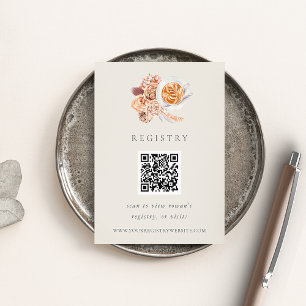 Boho Floral Coffee Brautparty QR-Code Begleitkarte