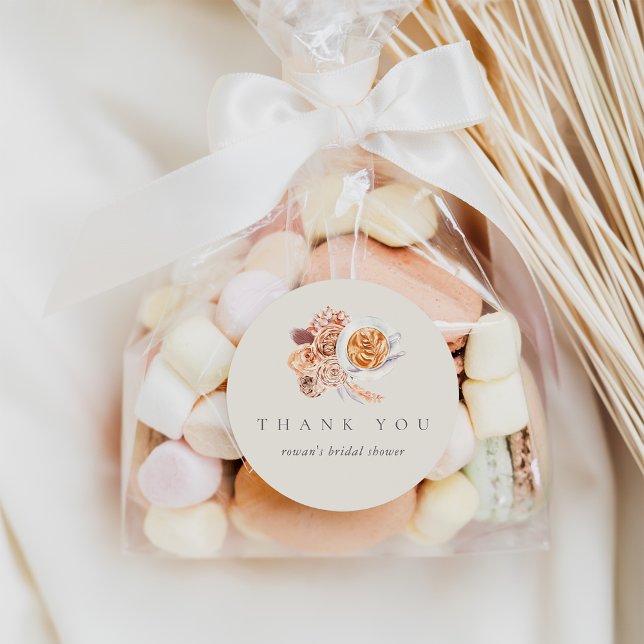 Boho Floral Coffee Brautparty Vielen Dank Runder Aufkleber (Von Creator hochgeladen)