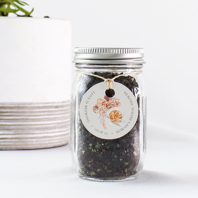 Boho Floral Coffee "Liebe is Brewing" Brautparty Geschenkanhänger (Von Creator hochgeladen)