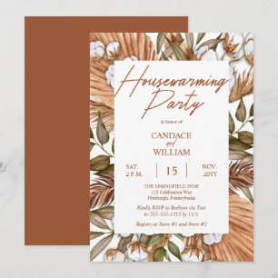 Boho Floral Cotton Gräser Party in Wohnhäusern Einladung