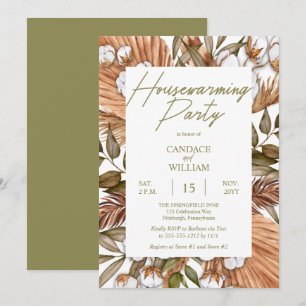 Boho Floral Cotton   Gräser Party in Wohnhäusern Einladung